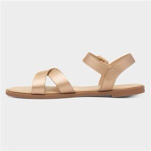 J. CREW Crewcuts Girls Metallic Gold Leather Tan Sandals Kids Shoes